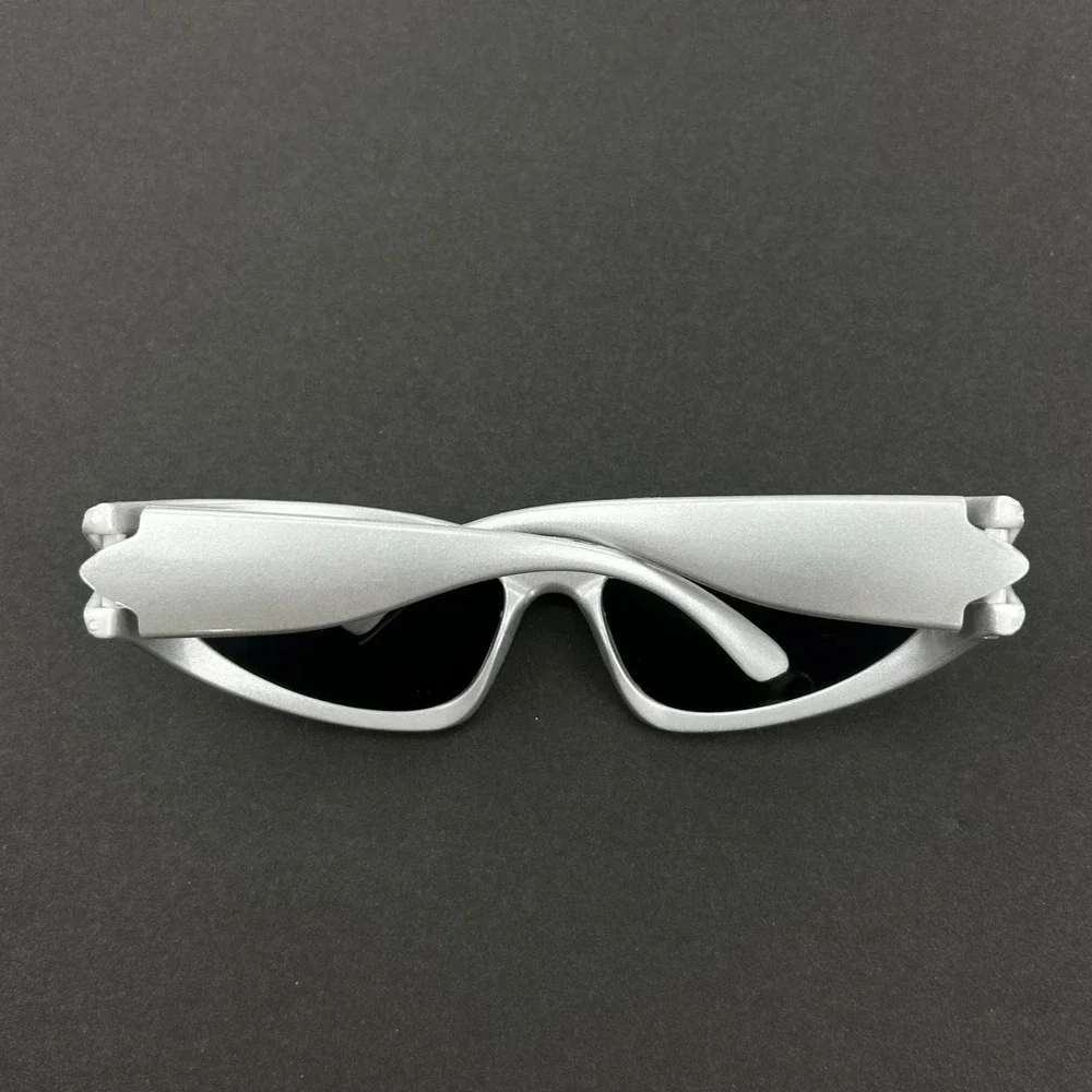 Vintage Y2K surfer style silver rounded sunglasses cyber grunge techno